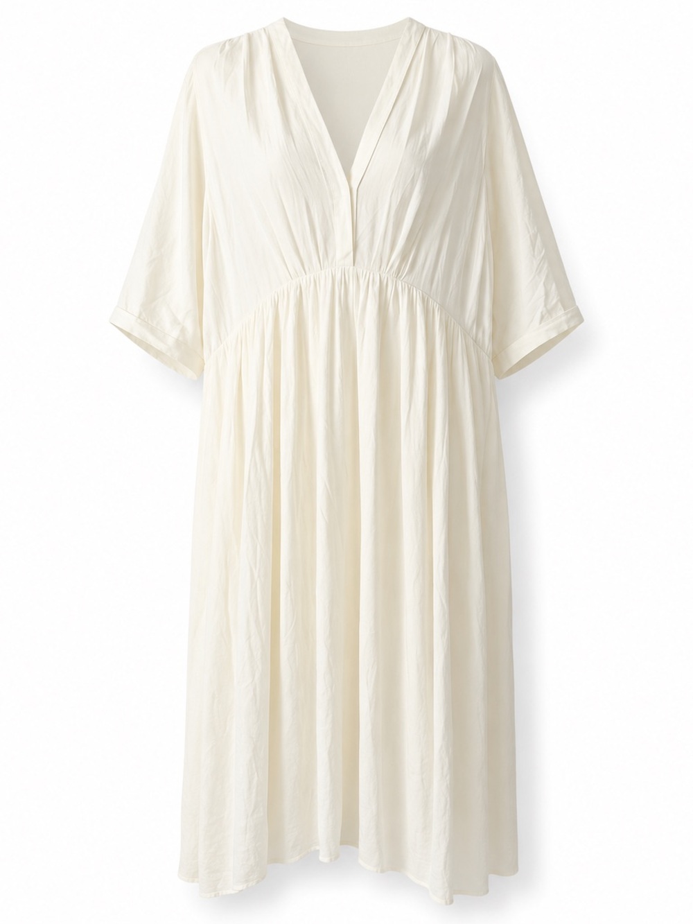 Oak + Fort Butter Yellow Midi Dress XS Button Front Short Sleeve Women's Flowy